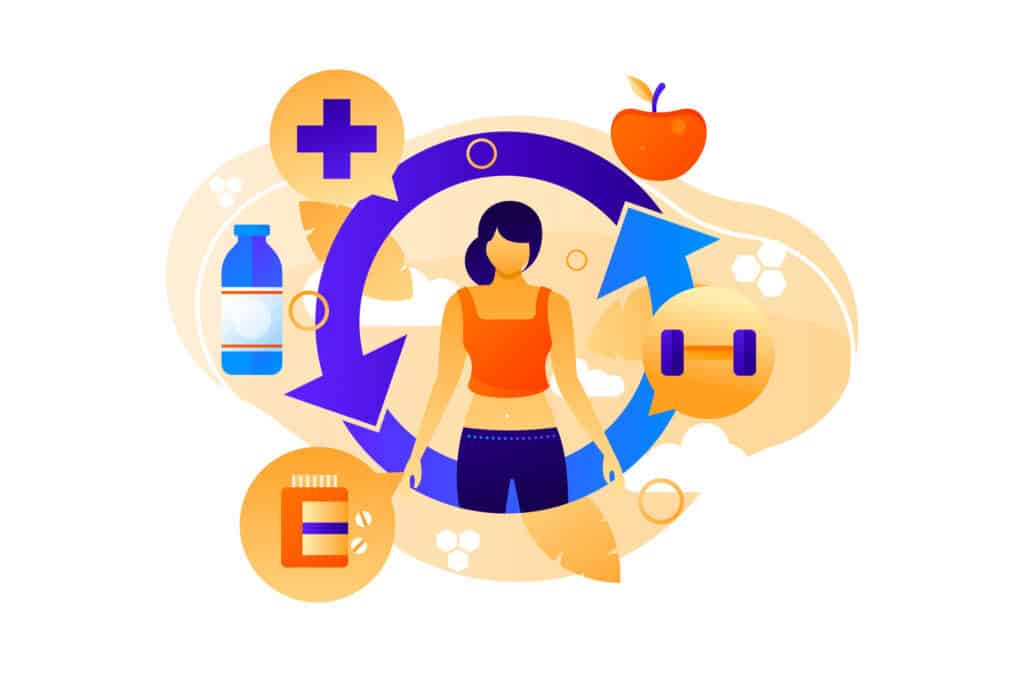 Infographic illustrating metabolic adaptation, hormonal shifts, and muscle adaptation in adults over 40.